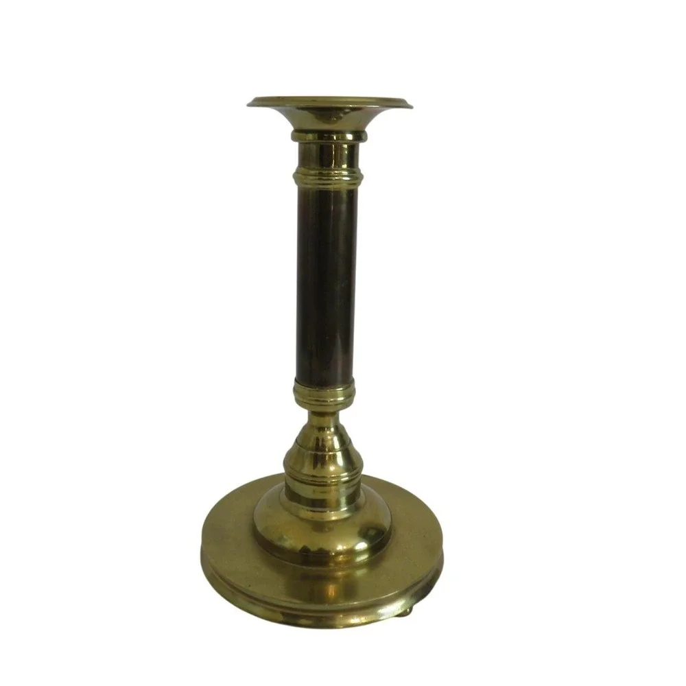 Vintage Brass Candlestick Holder Dark Pillar Accent Push Up Adjustable Candle‎